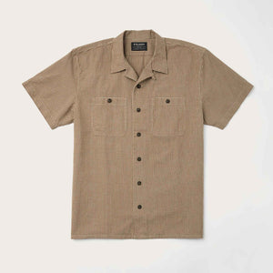 Chambray short sleeve camp shirt di Filson | Stone ochre mini check (Yellow)