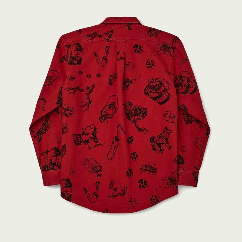 Vintage wash alaskan guide shirt di Filson | Freddy cats yukon route print (Red)