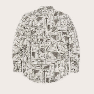 Lt wt alaskan guide shirt von Filson | Stone brown cutwork fish print (Brown)
