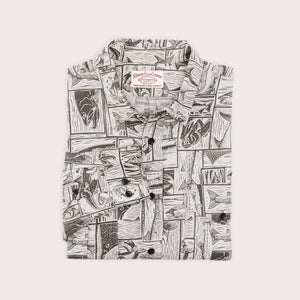 Lt wt alaskan guide shirt von Filson | Stone brown cutwork fish print (Brown)