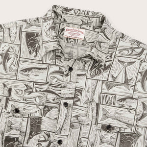 Lt wt alaskan guide shirt von Filson | Stone brown cutwork fish print (Brown)
