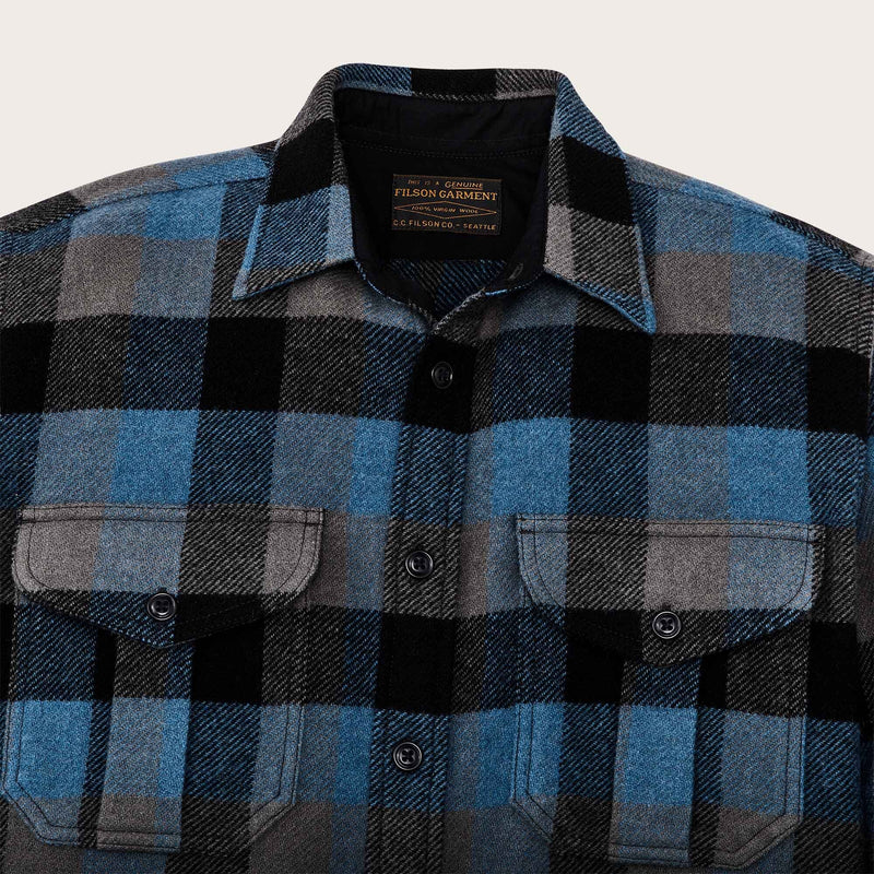 Northwest wool shirt di Filson | Bering blue / gray heather check (Blue)