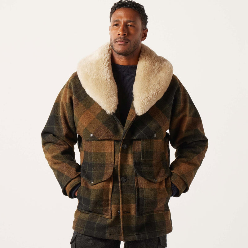 Lined mackinaw wool packer coat von Filson | Loden heather plaid (Brown)