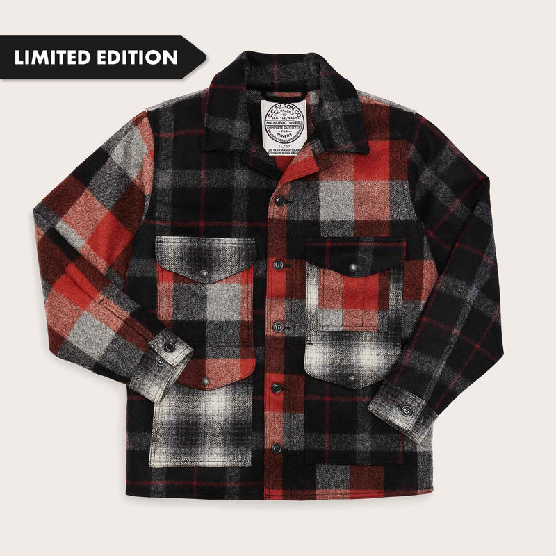 125th anniversary archival mackinaw wool cruiser von Filson | Charcoal rust patchwork (Red)