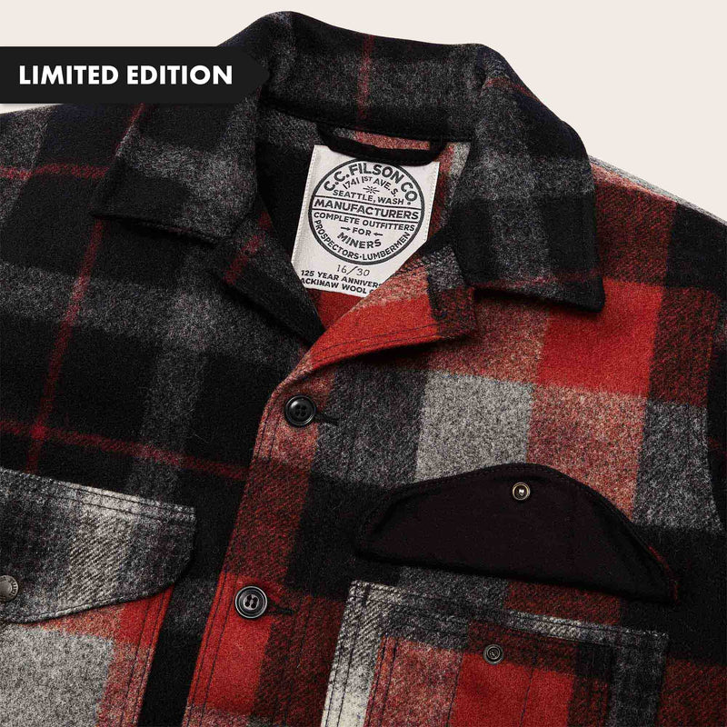 125th anniversary archival mackinaw wool cruiser von Filson | Charcoal rust patchwork (Red)