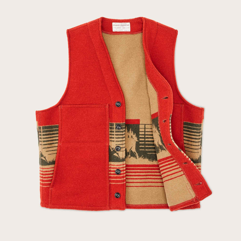 Jacquard wool vest von Filson | Red/khaki/forest multi (Red)