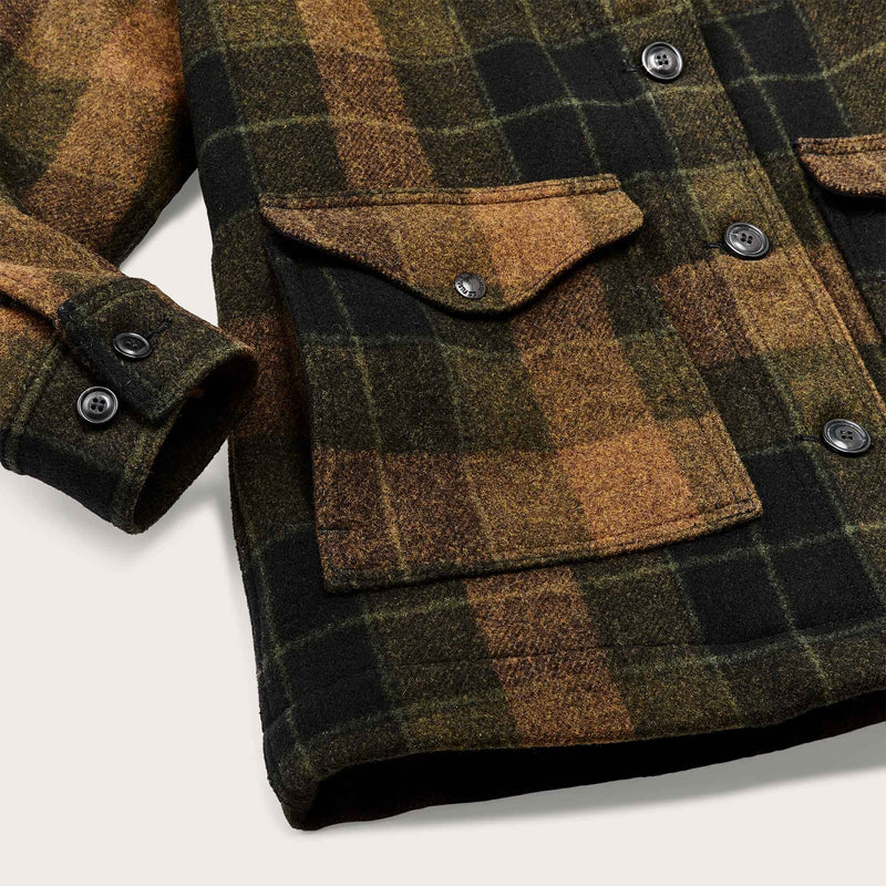 Women's wool trapper coat by Filson | Loden heather plaid (Brown)