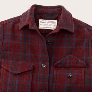 Women's wool jac-shirt by Filson | Deep red blue green (Red)